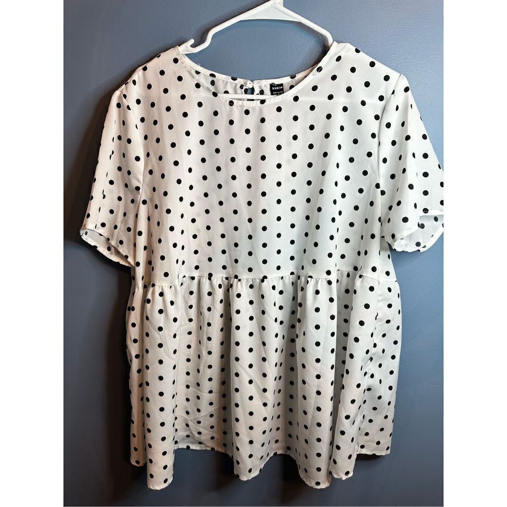 SHEIN Maternity Polka Dot Smock Top White Black XXL